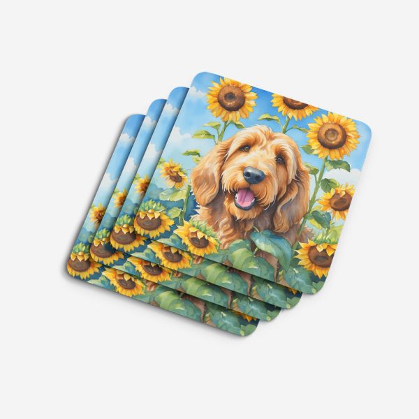 Otterhound in Sunflowers Foam Coasters Online Sale - Image 4