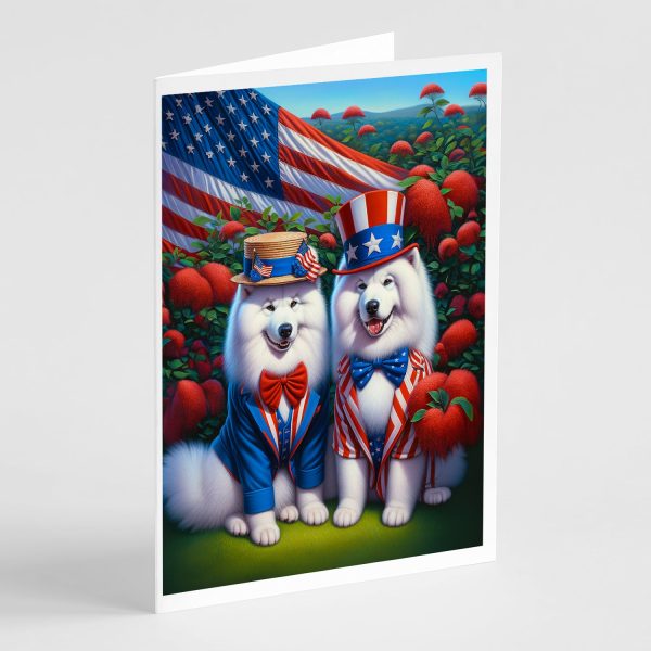 All American Samoyed Greeting Cards Pack of 8 Sale