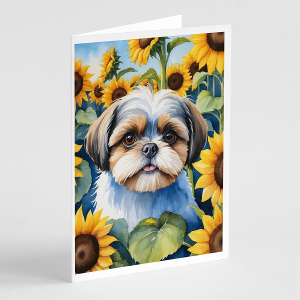 Shih Tzu in Sunflowers Greeting Cards Pack of 8 Supply