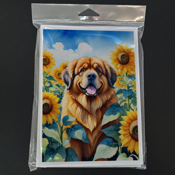 Tibetan Mastiff in Sunflowers Greeting Cards Pack of 8 Online Sale - Image 3