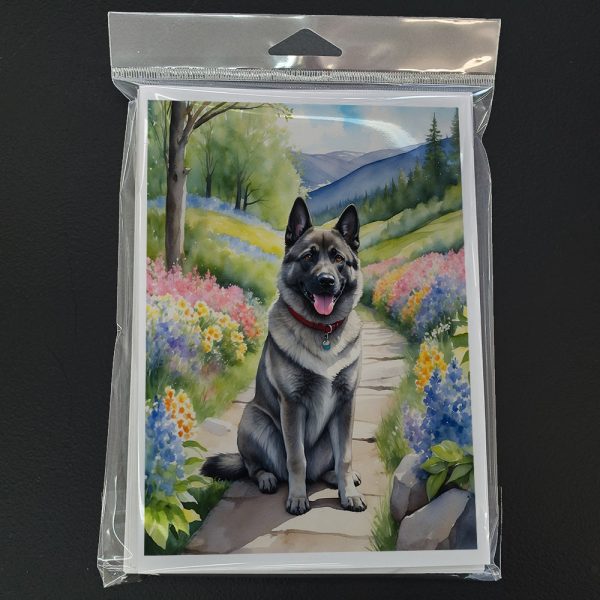 Norwegian Elkhound Spring Path Greeting Cards Pack of 8 Discount - Image 3
