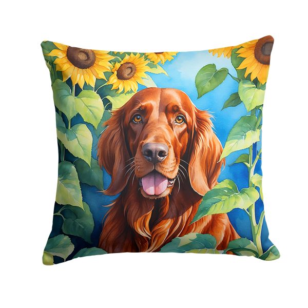Irish Setter in Sunflowers Throw Pillow Cheap