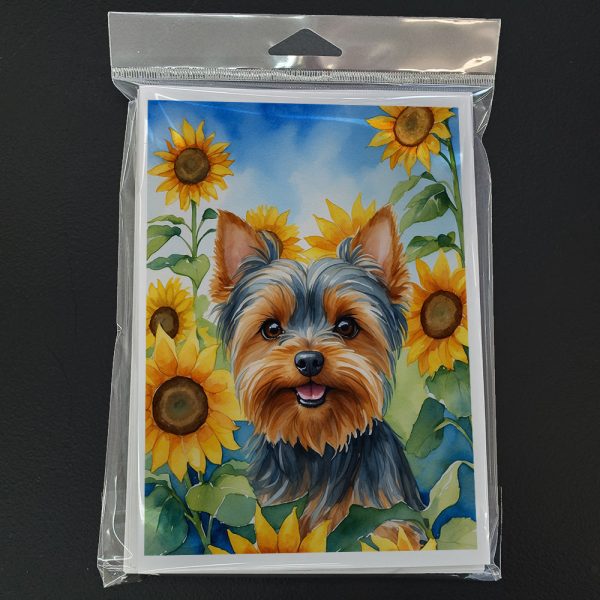 Yorkshire Terrier in Sunflowers Greeting Cards Pack of 8 Supply - Image 3