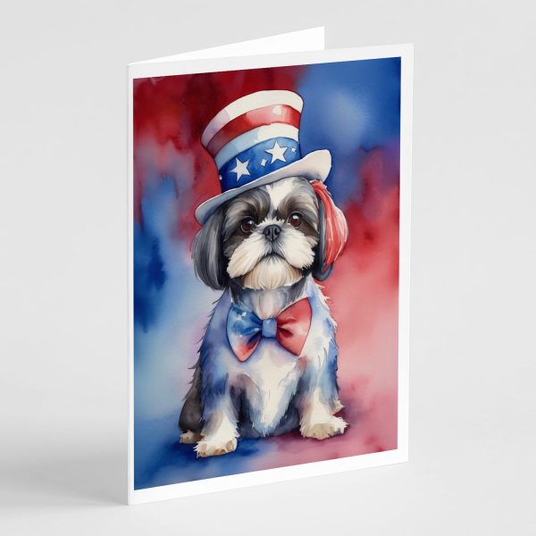 Shih Tzu Patriotic American Greeting Cards Pack of 8 on Sale