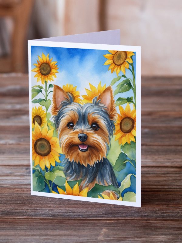 Yorkshire Terrier in Sunflowers Greeting Cards Pack of 8 Supply - Image 2