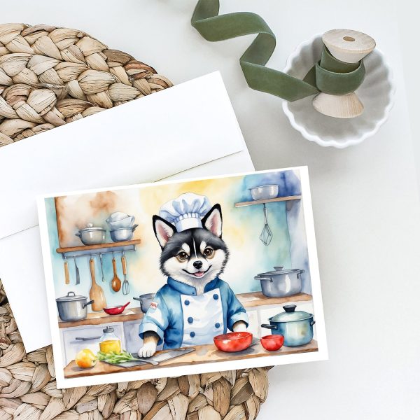 Alaskan Klee Kai The Chef Greeting Cards Pack of 8 Sale - Image 2