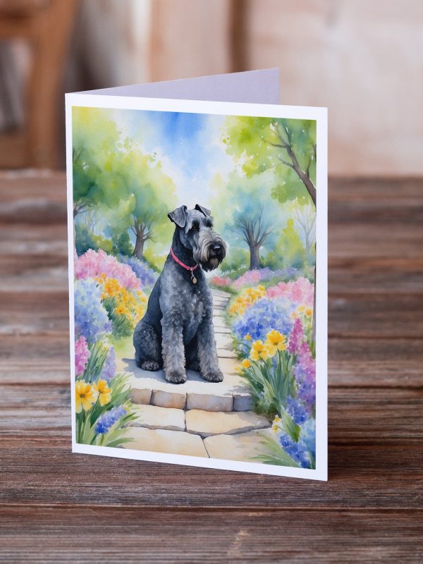 Kerry Blue Terrier Spring Path Greeting Cards Pack of 8 Discount - Image 2