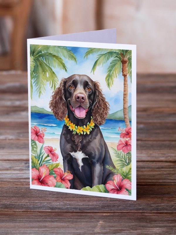 American Water Spaniel Luau Greeting Cards Pack of 8 Online - Image 2