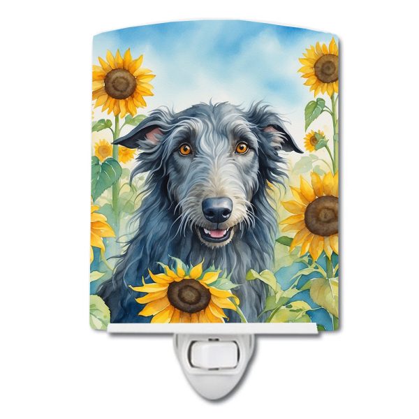 Scottish Deerhound in Sunflowers Ceramic Night Light Fashion