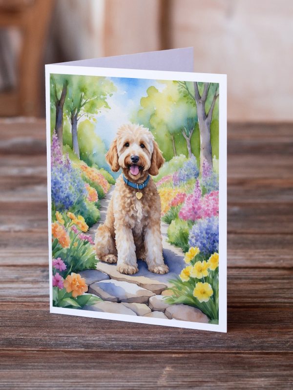 Goldendoodle Spring Path Greeting Cards Pack of 8 For Cheap - Image 2