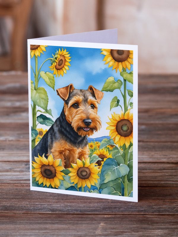 Welsh Terrier in Sunflowers Greeting Cards Pack of 8 Online now - Image 2