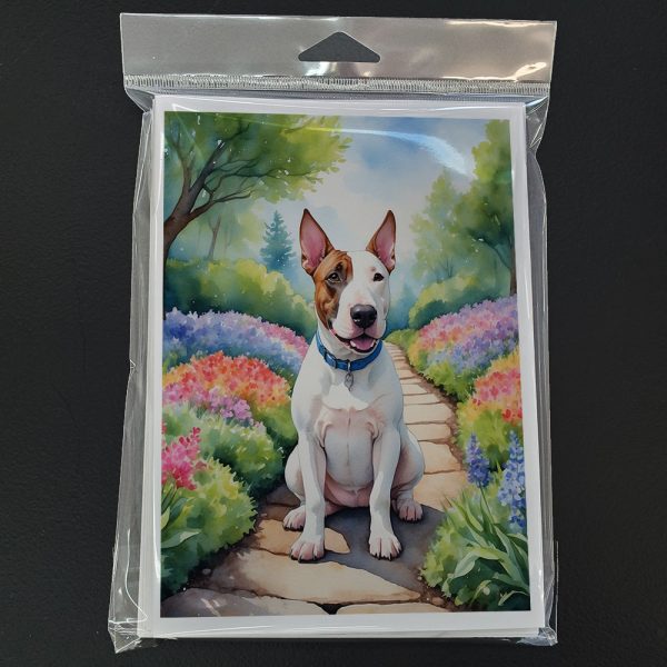 English Bull Terrier Spring Path Greeting Cards Pack of 8 For Sale - Image 3