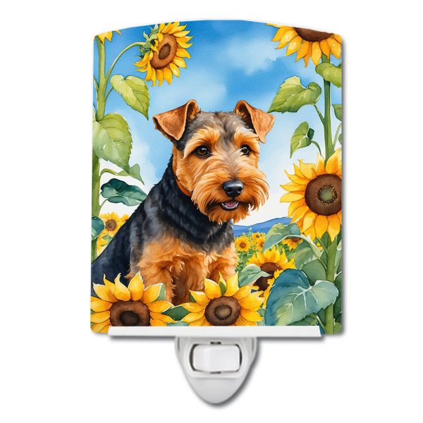 Welsh Terrier in Sunflowers Ceramic Night Light For Cheap