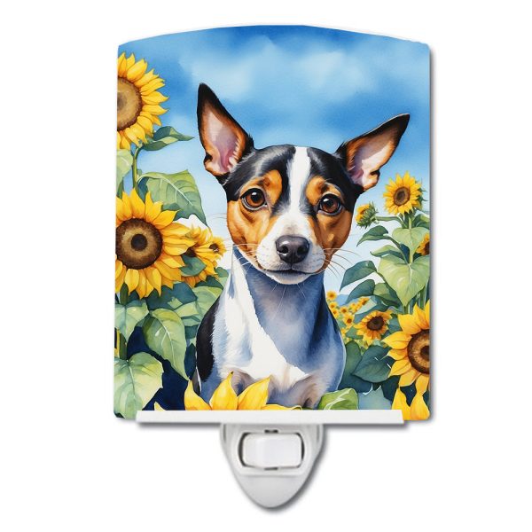Rat Terrier in Sunflowers Ceramic Night Light Online Sale