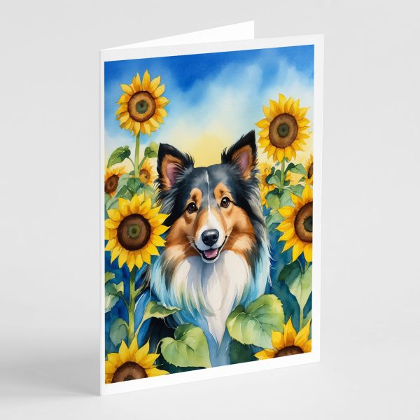 Sheltie in Sunflowers Greeting Cards Pack of 8 Online