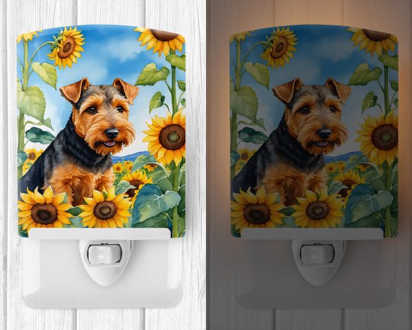 Welsh Terrier in Sunflowers Ceramic Night Light For Cheap - Image 2