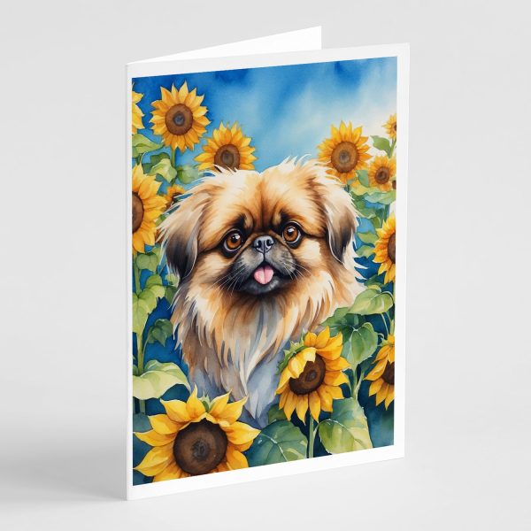 Pekingese in Sunflowers Greeting Cards Pack of 8 Online Hot Sale