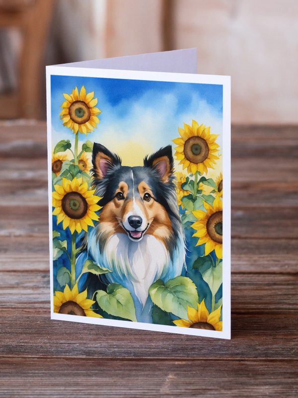 Sheltie in Sunflowers Greeting Cards Pack of 8 Online - Image 2
