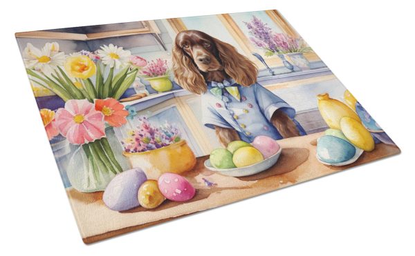 Decorating Easter English Cocker Spaniel Glass Cutting Board Sale