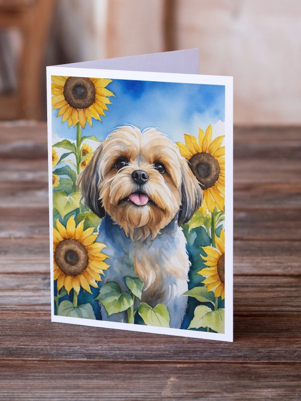 Lhasa Apso in Sunflowers Greeting Cards Pack of 8 Cheap - Image 2