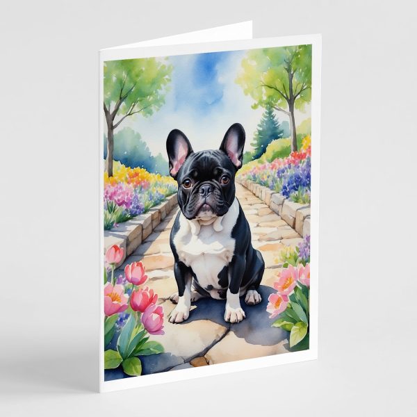 French Bulldog Spring Path Greeting Cards Pack of 8 Online Hot Sale