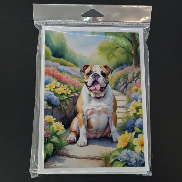 English Bulldog Spring Path Greeting Cards Pack of 8 Discount - Image 3