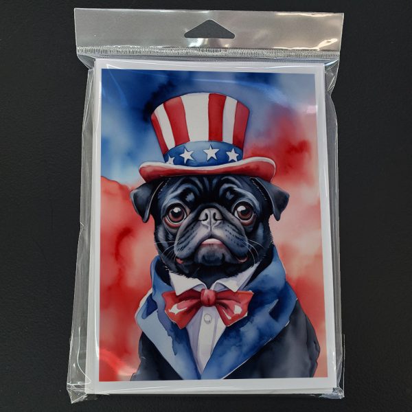 Pug Patriotic American Greeting Cards Pack of 8 Discount - Image 3