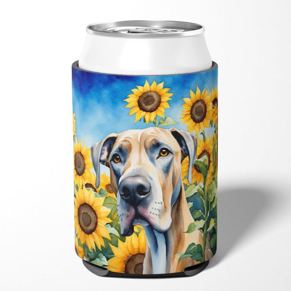 Great Dane in Sunflowers Can or Bottle Hugger For Sale - Image 2
