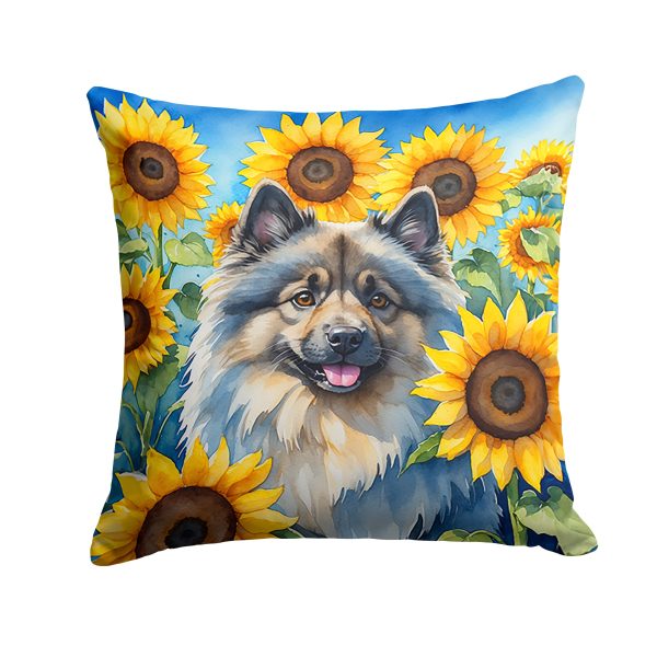 Keeshond in Sunflowers Throw Pillow Cheap