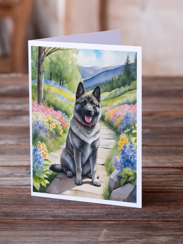 Norwegian Elkhound Spring Path Greeting Cards Pack of 8 Discount - Image 2