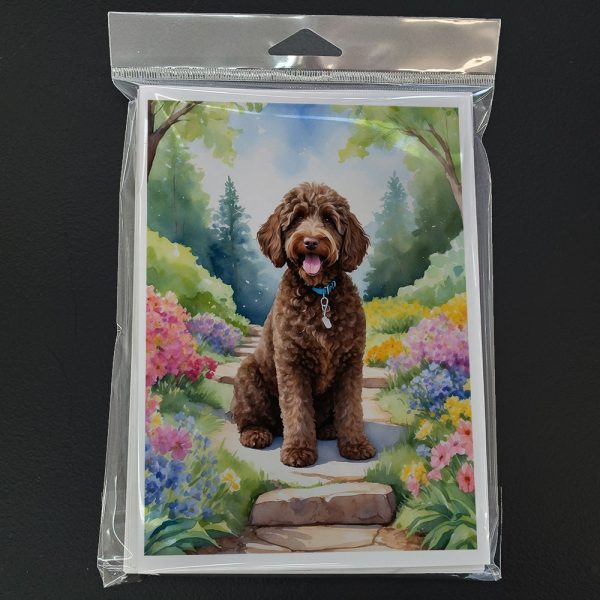 Labradoodle Spring Path Greeting Cards Pack of 8 Online now - Image 3