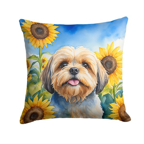 Lhasa Apso in Sunflowers Throw Pillow Cheap