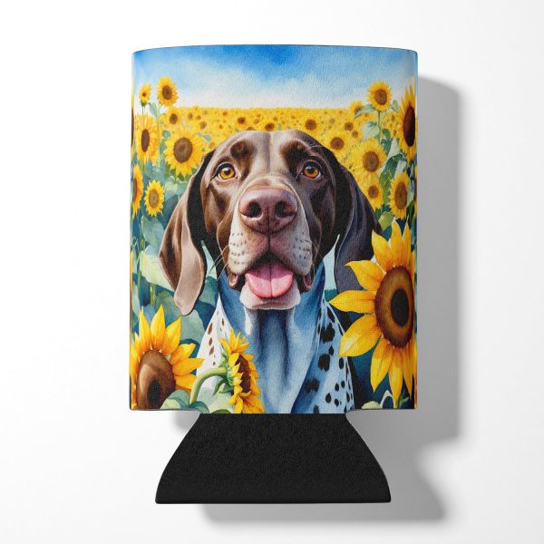 German Shorthaired Pointer in Sunflowers Can or Bottle Hugger Cheap