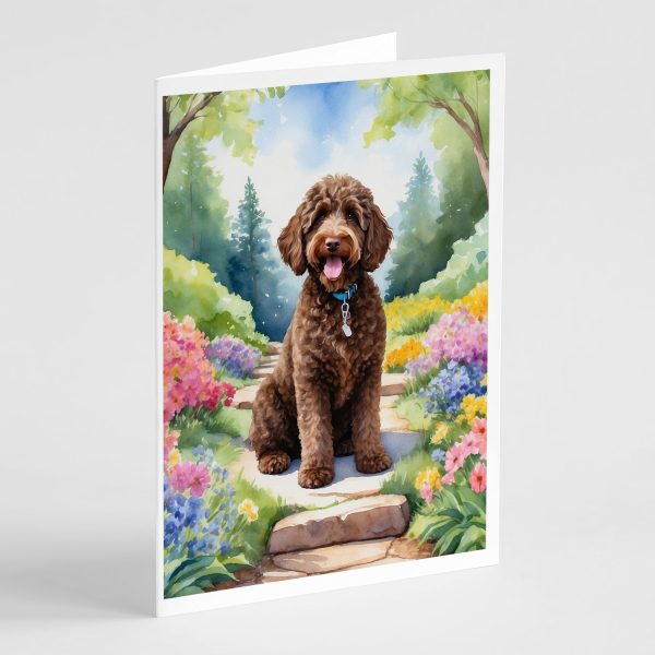 Labradoodle Spring Path Greeting Cards Pack of 8 Online now