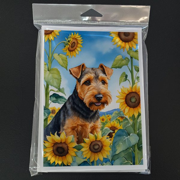 Welsh Terrier in Sunflowers Greeting Cards Pack of 8 Online now - Image 3