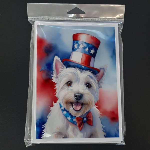Westie Patriotic American Greeting Cards Pack of 8 Online Hot Sale - Image 3