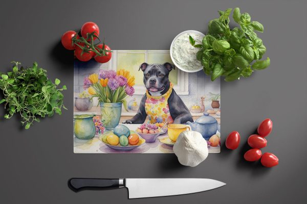 Decorating Easter Staffordshire Bull Terrier Glass Cutting Board Hot on Sale - Image 3