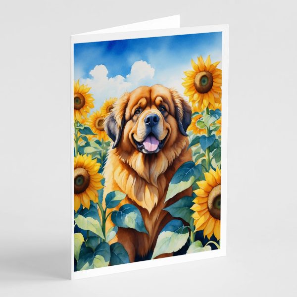 Tibetan Mastiff in Sunflowers Greeting Cards Pack of 8 Online Sale