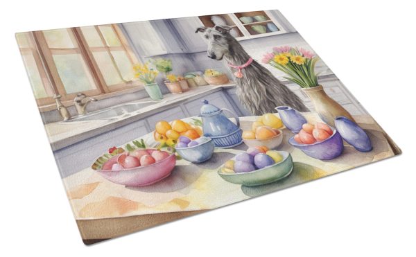 Decorating Easter Scottish Deerhound Glass Cutting Board Discount