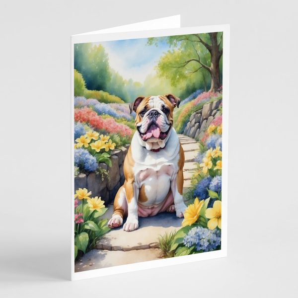 English Bulldog Spring Path Greeting Cards Pack of 8 Discount