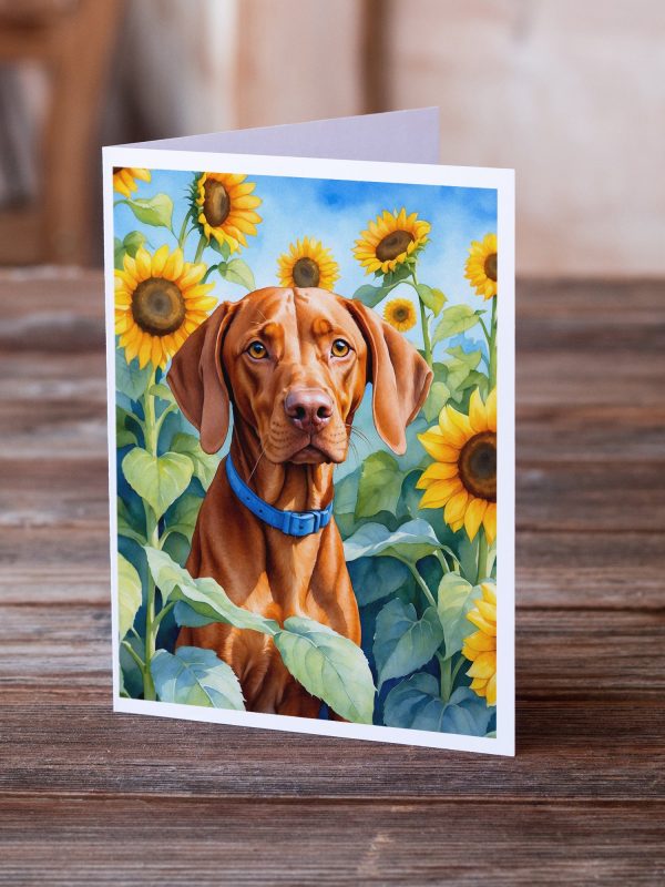 Vizsla in Sunflowers Greeting Cards Pack of 8 on Sale - Image 2