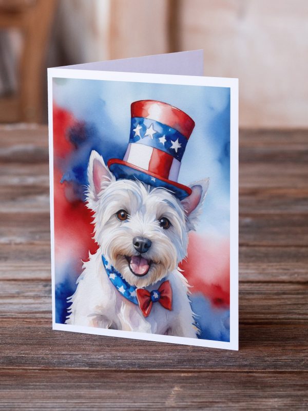 Westie Patriotic American Greeting Cards Pack of 8 Online Hot Sale - Image 2
