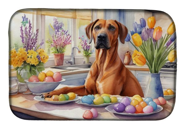 Decorating Easter Rhodesian Ridgeback Dish Drying Mat Online now