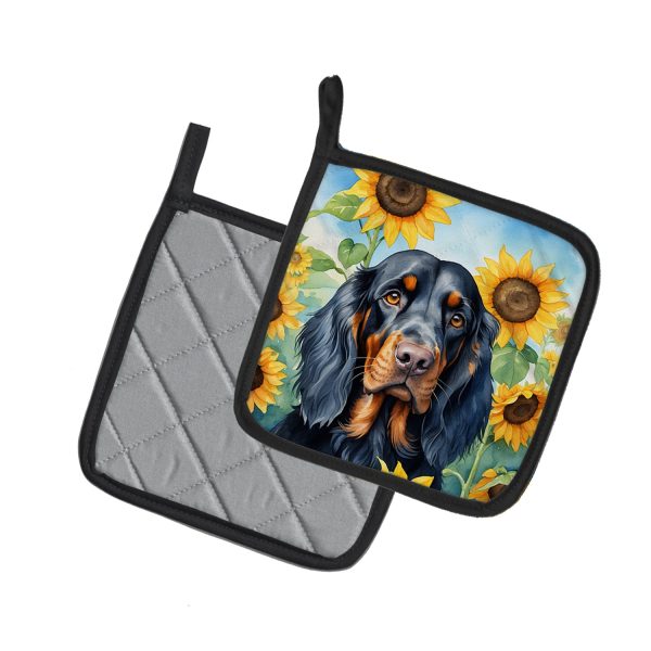 Gordon Setter in Sunflowers Pair of Pot Holders Online - Image 2