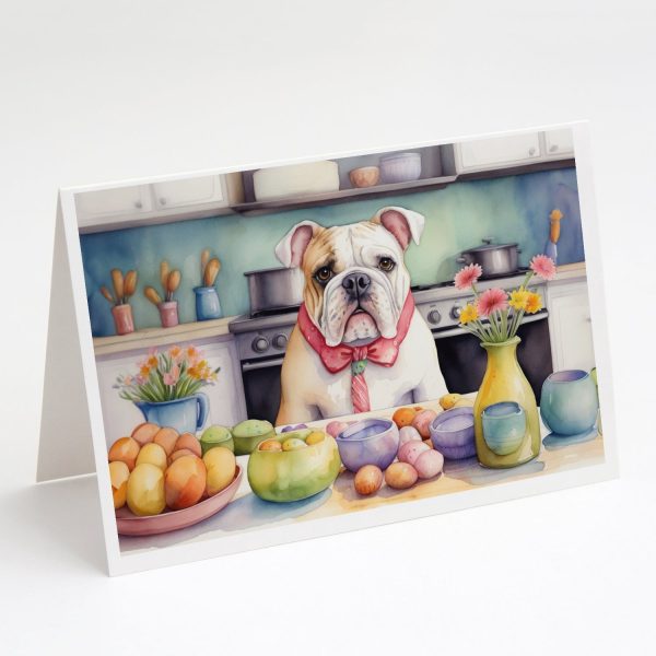 Decorating Easter English Bulldog Greeting Cards Pack of 8 For Cheap