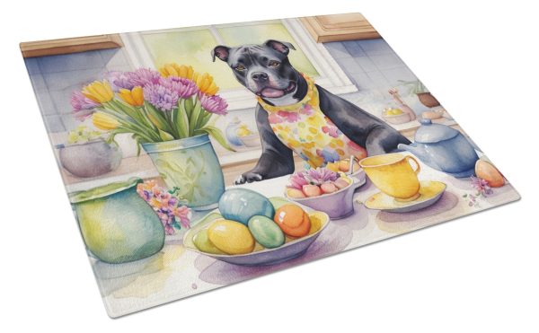 Decorating Easter Staffordshire Bull Terrier Glass Cutting Board Hot on Sale