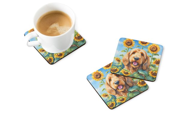 Otterhound in Sunflowers Foam Coasters Online Sale - Image 2