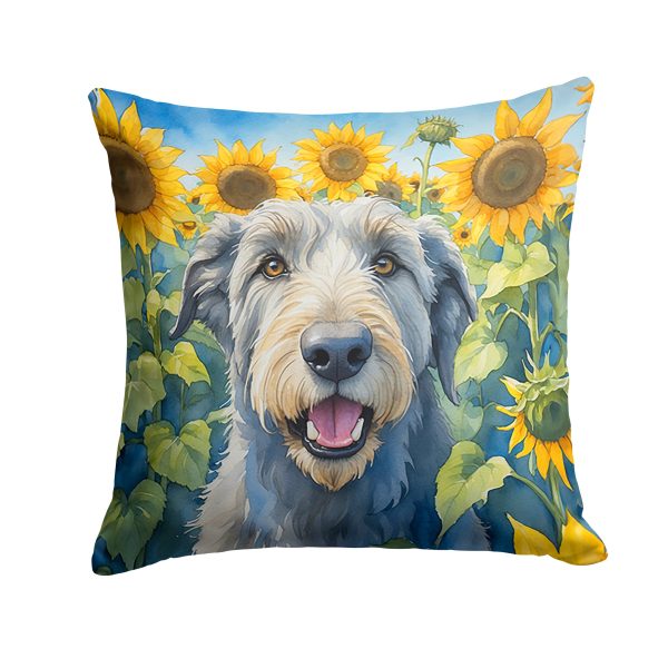 Irish Wolfhound in Sunflowers Throw Pillow For Discount
