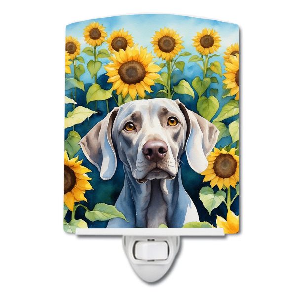 Weimaraner in Sunflowers Ceramic Night Light For Discount