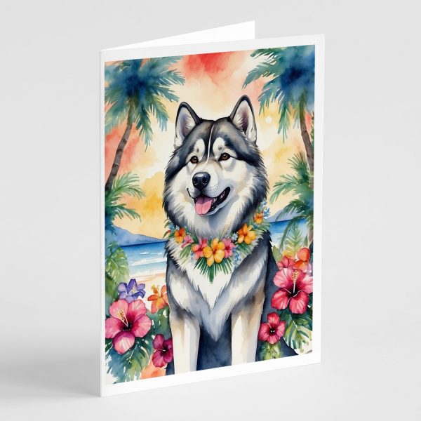 Alaskan Malamute Luau Greeting Cards Pack of 8 Sale